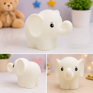 White Elephant Night Light | Soft Glowing LED Lamp for Kids Room