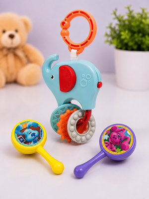 Baby Elephant Teether & Rattle Toy | Musical Blue’s Clues Maracas Set for Toddlers