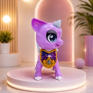Purple Magical Unicorn Toy with Big Sparkling Eyes – Light & Sound Figure