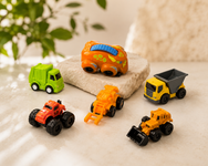 6-Piece Mini Construction & Racing Cars Toy Set for Kids