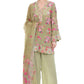Green Embroidered Floral Short Kurta Set