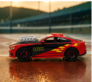 Red Sports Car Toy Model | Mustang Style Racing Car Die-Cast Toy for Kids
