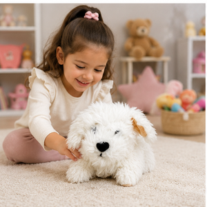 Cute White Plush Puppy Toy | Soft Stuffed Dog Doll for Kids & Baby