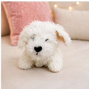 Cute White Plush Puppy Toy | Soft Stuffed Dog Doll for Kids & Baby